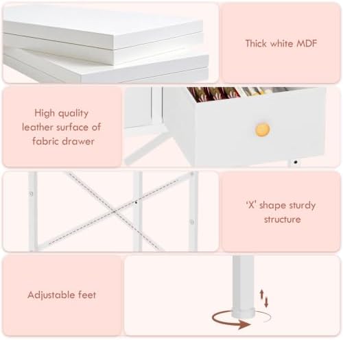 19.7"W Small White Makeup Vanity Desk - Image 6