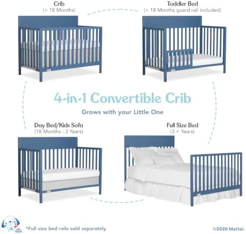 Fisher-Price Meadowbrook 4-in-1 Convertible Full Size Baby Crib, Wooden Nursery - Image 5