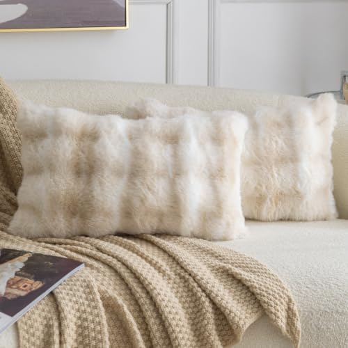MADIZZ Pack of 2 Thick Plush Faux Wool Throw Pillow Covers Soft Boho Throw by Madizz