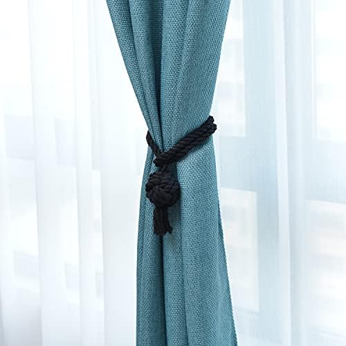 2 Pack Black Curtain Tiebacks Outdoor Decorative Rope Drapes Holdbacks Tie Back - Image 6
