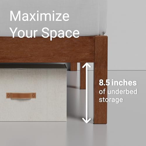 Twin Bed Frame with Headboard Classic Wood Platform, Noise Free, Under Bed - Image 6