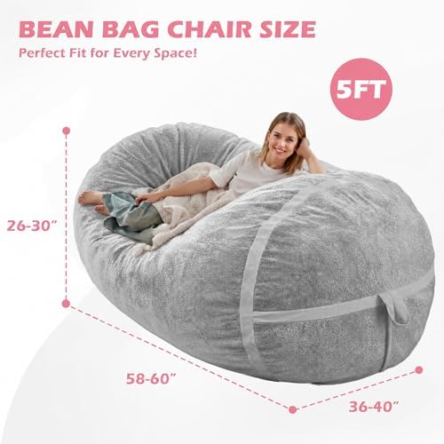 5FT Bean Bag Chair 5'Giant Bean Bag Chairs - Image 2