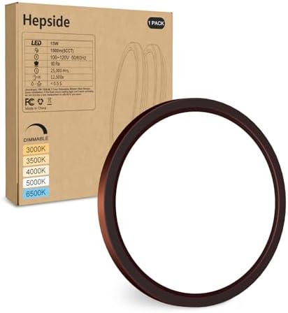 hepside LED Flush Mount Ceiling Light Fixture Oil Rubbed Bronze, 7Inch 15W by Hepside