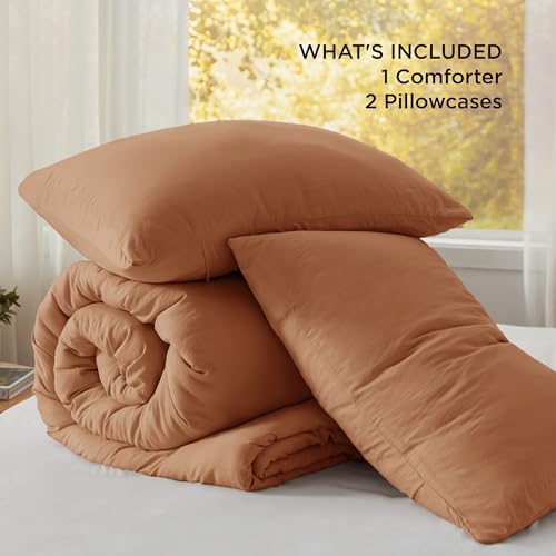 Bedsure King Comforter Set Prewashed Soft Bedding Set 3Pcs Pumpkin 104"x90" - Image 6