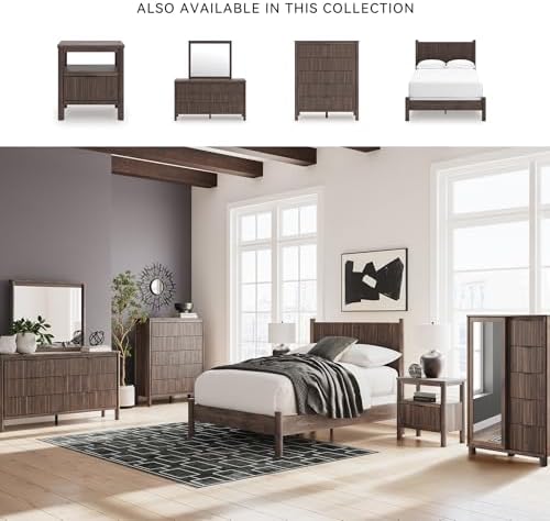 Signature Design by Ashley Brown Wood Full Panel Bed, Reeded Headboard - Image 5