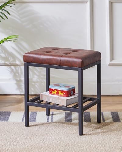 IBUYKE Rectangular Makeup Stool, PU Seat Vanity Chair, Dark Brown WBD017Z - Image 2