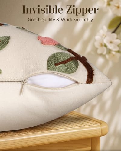 Embroidered Throw Pillow Cover 20x20 Inch, Bird Lemon - Image 3