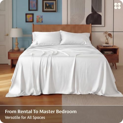 Bedsure PureWoven 100% Rayon Derived from Bamboo, Queen Sheets, 4 Pieces - Image 4