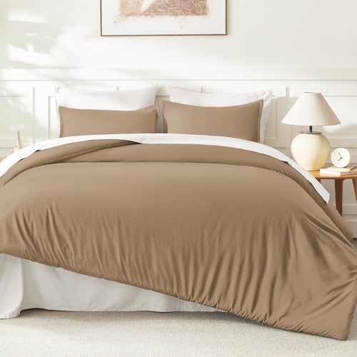 Litanika Taupe Oversized Queen Comforter Set, 3 Pieces Solid Bedding - Image 6