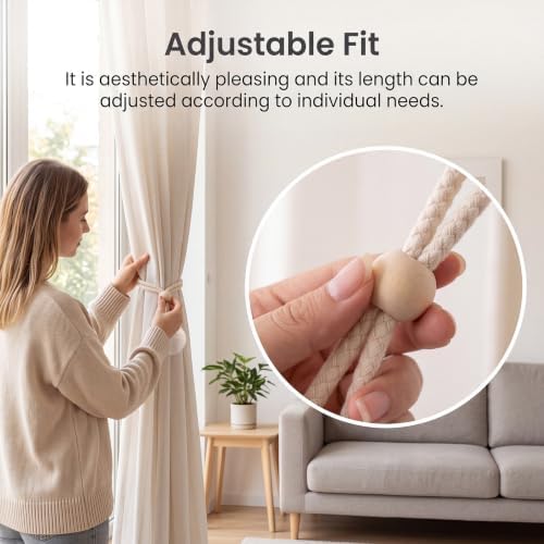 2 Pack Curtain Tie Backs, Curtain Rope Tieback - Image 5