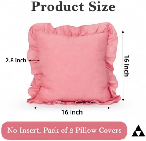 JoraLion Ruffled Throw Pillow Cover 16x16 Solid Pink - Image 4