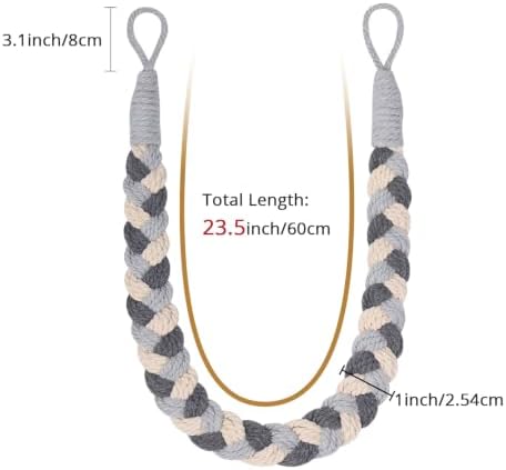 NICEEC 4 Pack Natural Cotton Rope Curtain Tiebacks Elegant Boho Style - Image 3