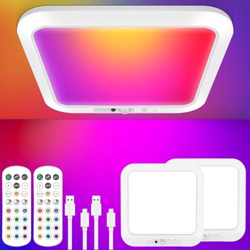 Rechargeable Motion Sensor Ceiling Light, Battery Closet Light 12 RGB Color by TheBairthTheBest