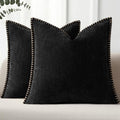 Pallene Chenille Soft Black Throw Pillow Cover 20x20 Set of 2 by PALLENE