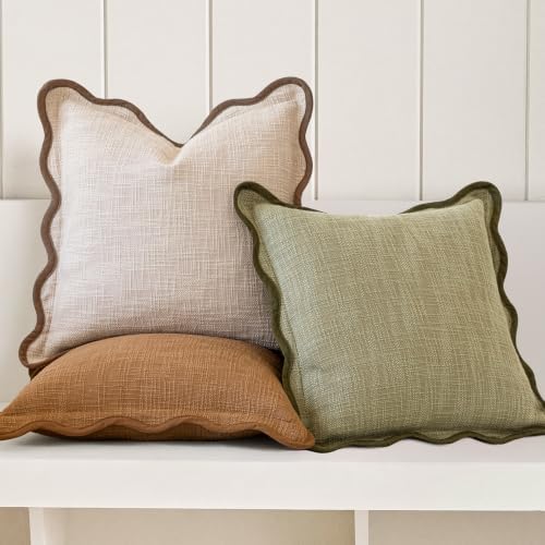 Foindtower Pack of 2 Decorative Scalloped Textured Throw Pillow Covers Accent - Image 5