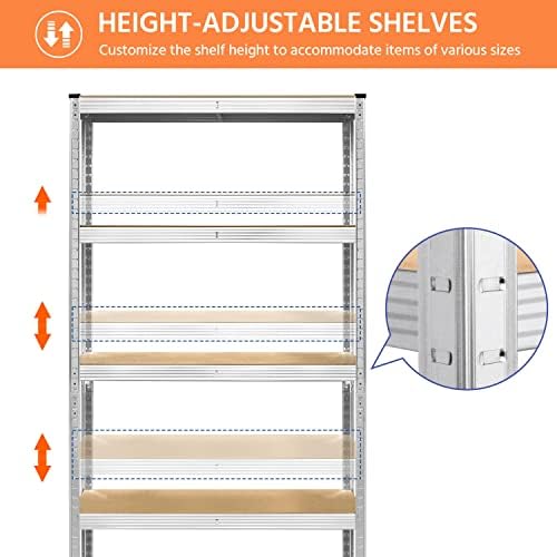 Yaheetech 5-Tier Heavy Duty Storage Shelves 35.5"W x 12"D x 71"H Silver - Image 4