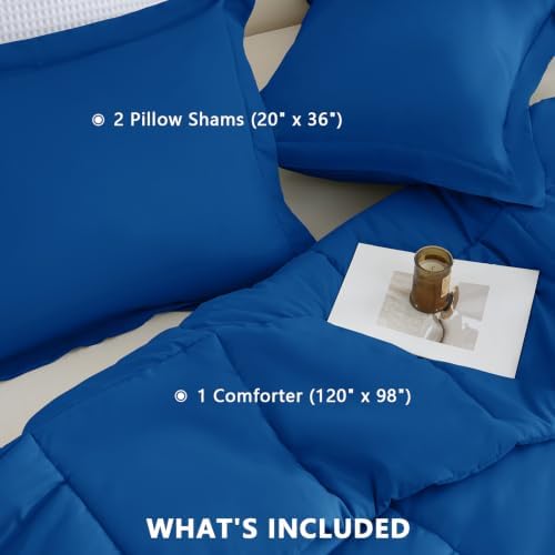CozyLux Oversized King Comforter Set, 3-Piece Box-Stitched, Classic Blue - Image 6
