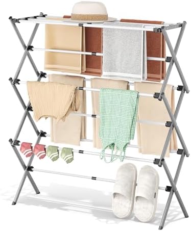 3-Tier Foldable Clothes Drying Rack, 37.6" H by APEXCHASER