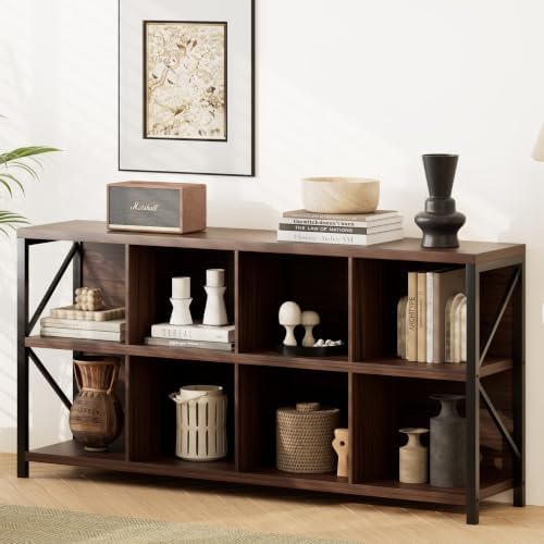 8 Cube Storage Organizer Bookshelf, Industrial Horizontal Bookcase, Accent by Unknown