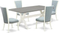 East West Furniture X097VE215-5 5 Piece Dining Table Set for 4 Includes a Rectangle Kitchen Table with X-Legs and 4 Baby Blue Linen Fabric Upholstered Chairs, 40x72 Inch, Multi-Color