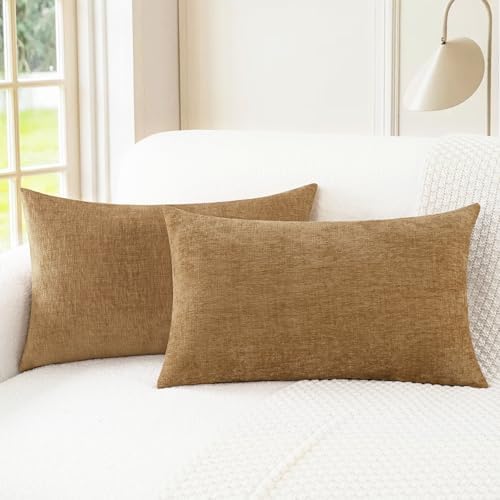 CaliTime Decorative Couch Throw Pillow Covers 20 X 12 Inches Apricot Brown by CaliTime