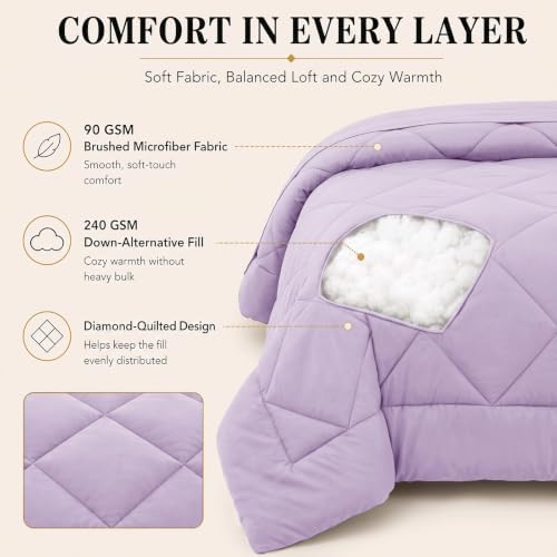 CozyLux Full Comforter Set 82"x86" Light Purple - Image 3