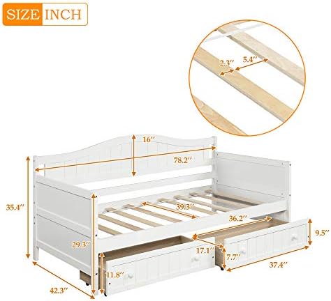 Merax Elegant Daybed with Two Storage Drawers, Wood Slat Support Sofa Bed - Image 2