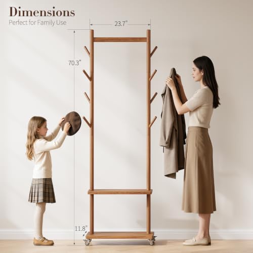 Yoobure Solid Wood Coat Rack Freestanding - Image 2