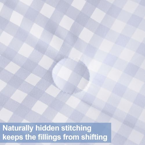 Twin XL Comforter Set, Fluffy Blue Gingham Plaid Bedding, 3 Pieces - Image 3