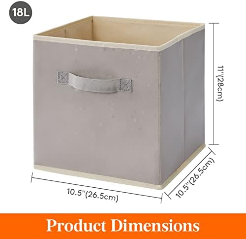 Lifewit Storage Cubes, 11 Inch Organizer Bins, 18L Light Gray, 6 Packs - Image 2