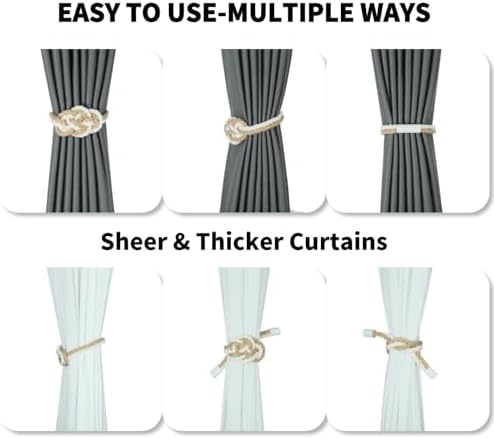 Jute Magnetic Curtain Tiebacks, Decorative Curtain Holdbacks - Image 4