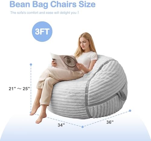 3FT Bean Bag Chair 3'Big Bean Bag Chairs - Image 2