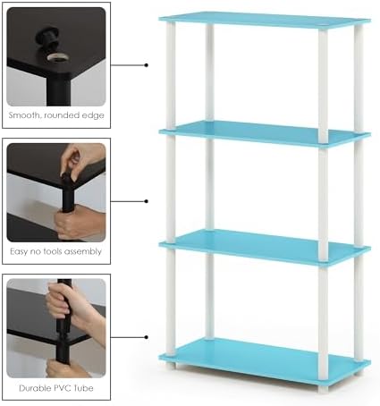 Furinno Turn-N-Tube Storage Shelves, 4-Tier Book Shelf, Corner Shelf, Toolless - Image 5