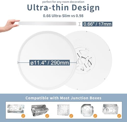 11.4 Inch LED Flush Mount Ceiling Light, 24W Dimmable & 5CCT 3000K-6500K - Image 5