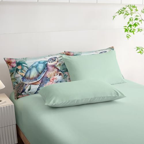 Nttopship Spring Sea Turtle Comforter Set 7 Pcs Bedding Set Queen Size - Image 7