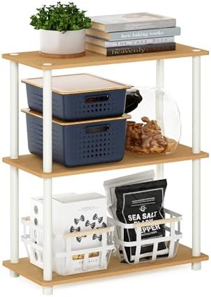 Furinno Turn-N-Tube Storage Shelves, 3-Tier Book Shelf, Corner Shelf, Toolless - Image 3