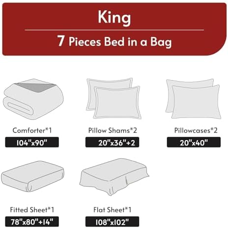 King Comforter Set 7 Pieces, Reversible Bed in a Bag, Light Pink/Ivory - Image 5