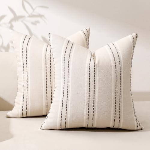 Hckot Striped Throw Pillow Covers 20x20 Set of 2 Charcoal Pillow Covers by Hckot