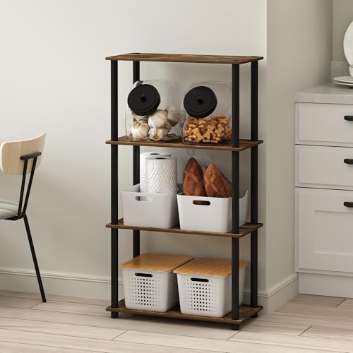Furinno Turn-N-Tube Storage Shelves, 4-Tier Book Shelf, Corner Shelf, Toolless - Image 5