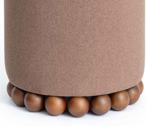 TOV Furniture Dex Small Round Ottoman Footstool, Vegan Mohair - Image 4