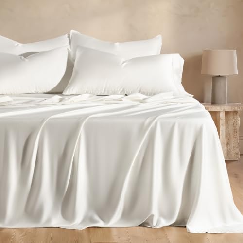 EverGrace 100% Rayon from Bamboo Sheet Set, Queen Size, Bright White by EVERGRACE