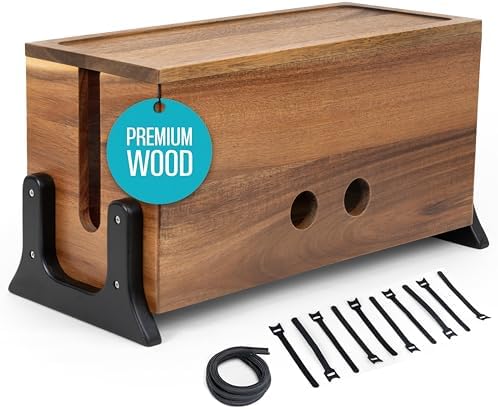 Extra Large Cable Management Box, Wood Cord Hider Box & Organizer by COREMINDED