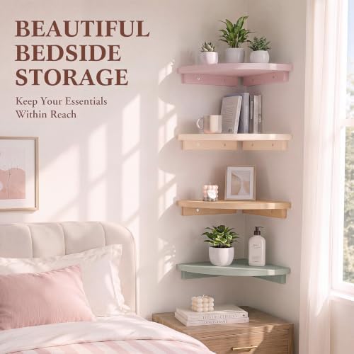 Floating Corner Shelves Set of 4 Morandi Rounded Shelves Wall - Image 5