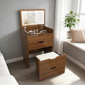 3-in-1 Vanity Desk with Lighted Mirror & Stool, Flip Top Makeup Dressing Table by VIDEVIK