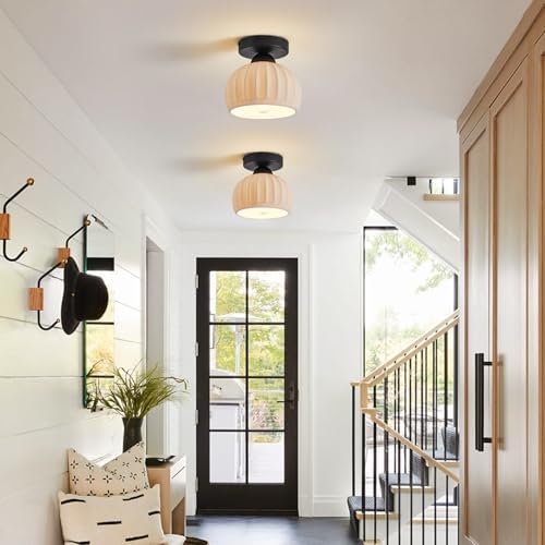Vintage Black Semi Flush Mount Hallway Ceiling Light 2 Pack 7.1″ Ceramic - Image 3