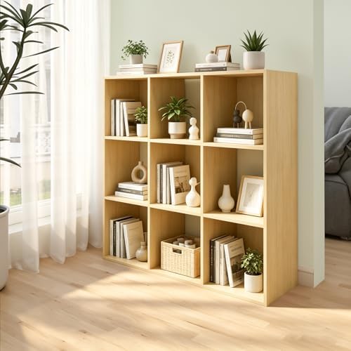 9 Cube Shelf Bookcase, Oak 11in - Image 2