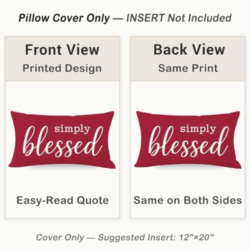 Decorative Lumbar Pillow Cover 12x20 Inch Simply Blessed - Image 3
