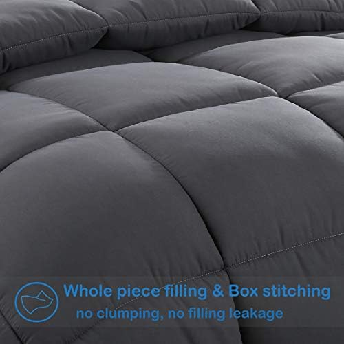 EASELAND King Size Down Alternative Comforter, Dark Grey, 90x102 Inches - Image 3