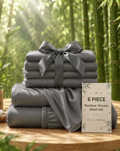 6 Piece Full Size Sheets Set, Rayon Derived from Bamboo by akkialla