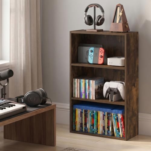 Furinno Basic DVD Shelf, 3-Tier CD Rack, Cube Storage, Amber Pine by Furinno-FitsYourSpaceFitsYourBudget